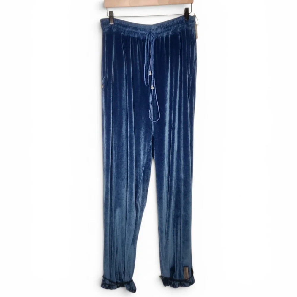 Nike Jordan Vintage 90s Y2K Velour Sweatpants in Blue Size L